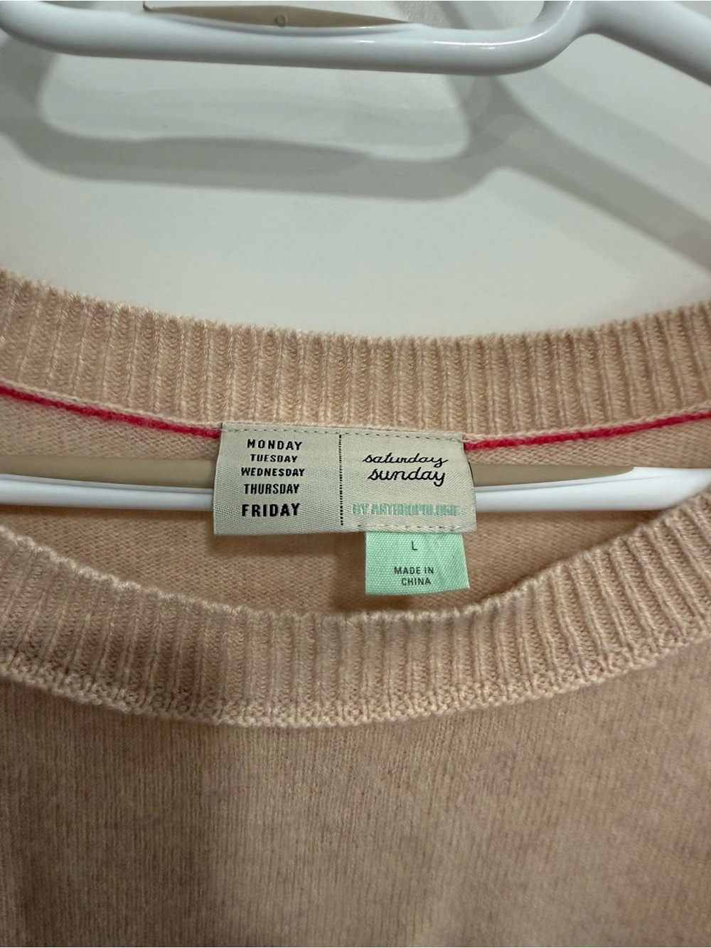 Saturday Sunday Anthropologie Knit Sweater, Peace Graphic, Beige Blue, L - Picture 4 of 4